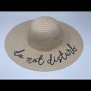 Embroidered Flappy Sun Straw Hat Do Not Disturb